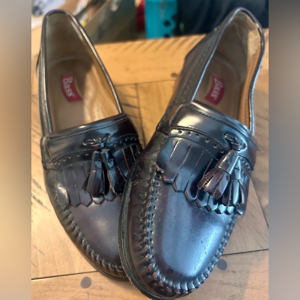 Bass Grammer Burgundy Men’s Tassel Leather Loafers 8.5 EE